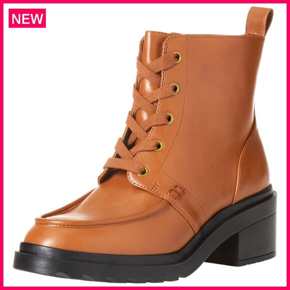 Women's Moc Toe Combat Boots with Memory Foam Chunky Platform Heel